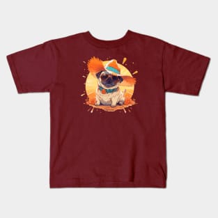 A fancy pug ready for the summer Kids T-Shirt